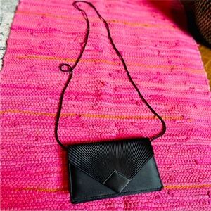 Vintage 80s small Satin Clutch with Strap